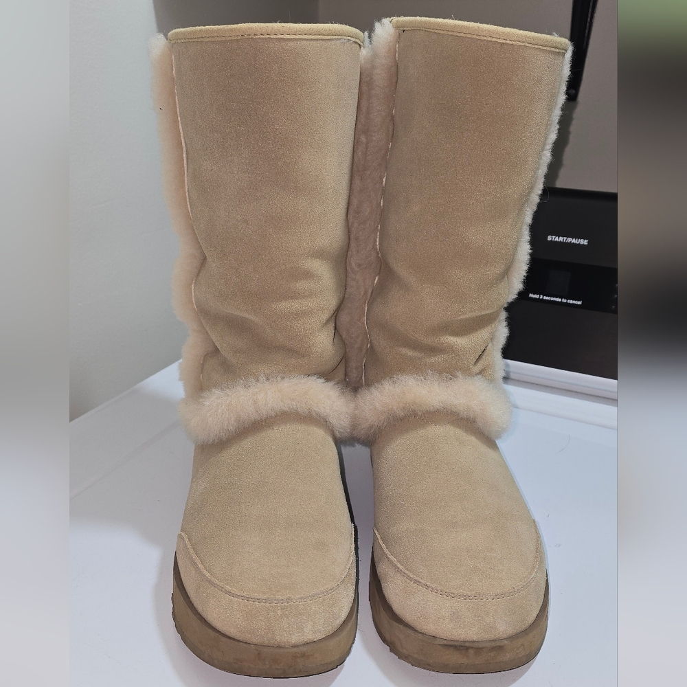 UGG Women's Sundance Beige Suede Shearling Boots